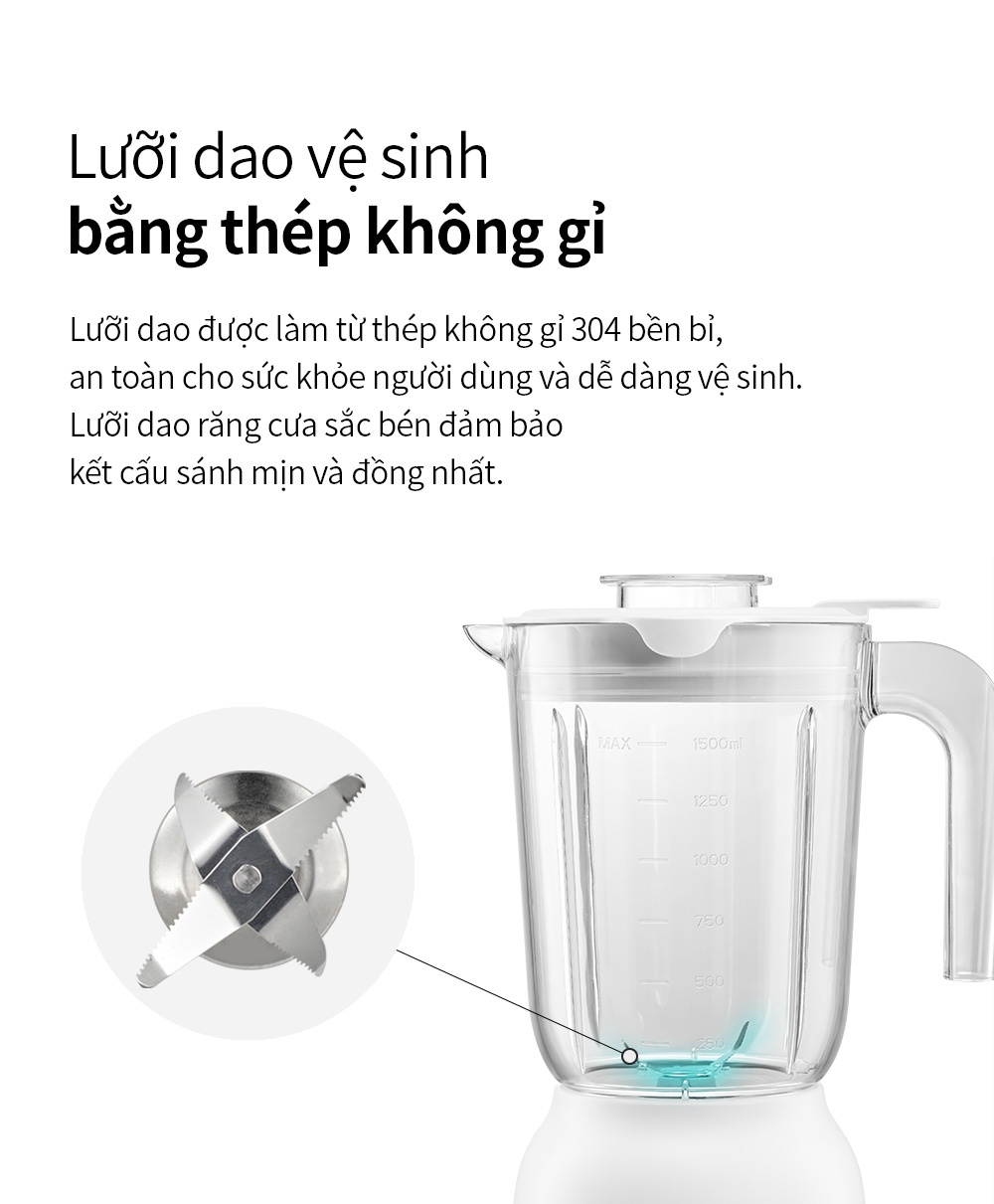 Máy xay sinh tố Lock&lock 1.5L EJM416WHT Multi Blender 800W - Hàng chính hãng, nghiền nhuyễn đá, có lọc bã hạt - JoyMall