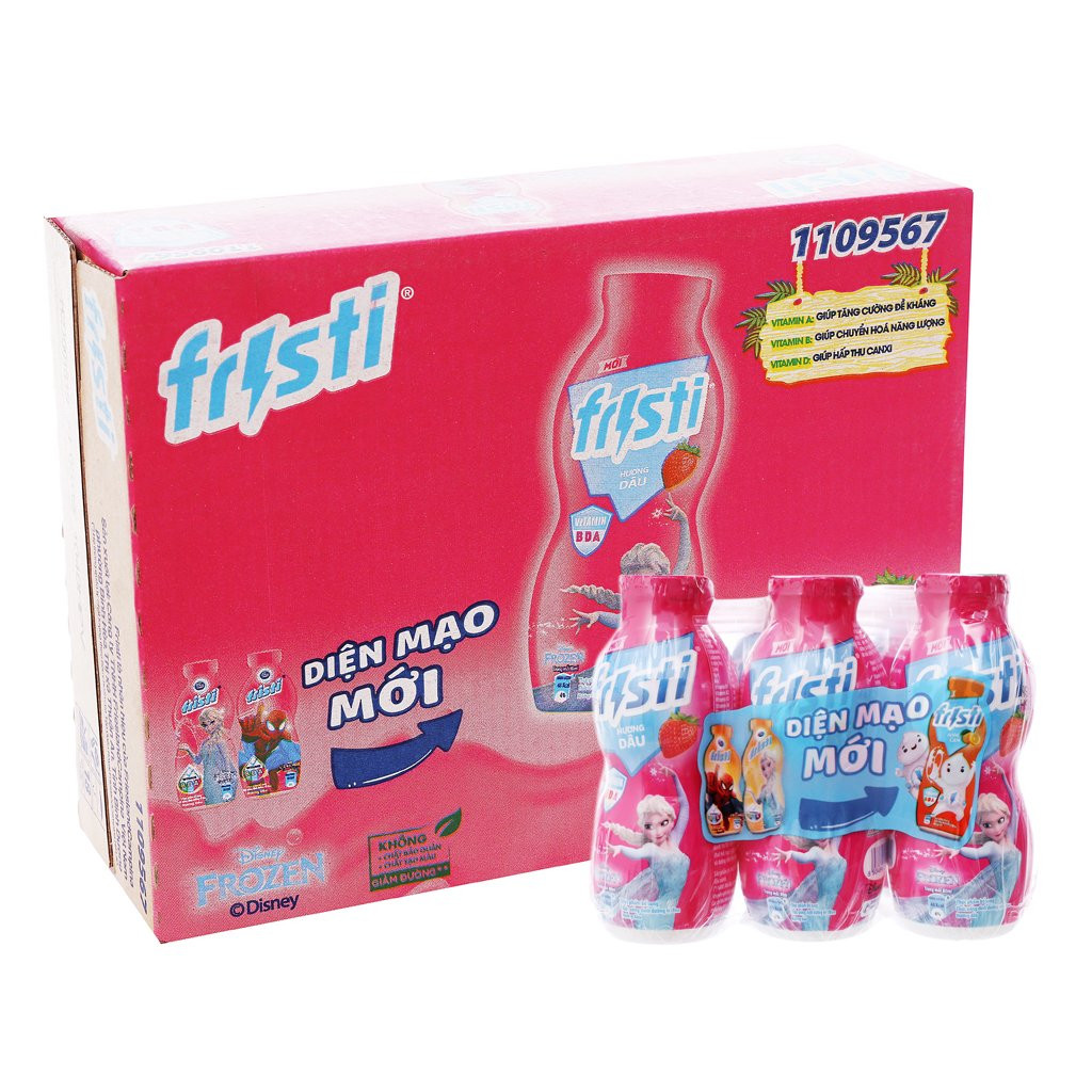 Tặng 1 Balo fristi - Combo 3 Thùng Sữa Chua Uống Fristi Hương Dâu - 48 Chai 80ml