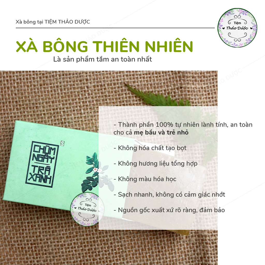 Xà Phòng Sinh Dược- Xà Bông Chùm ngây Trà xanh - Ngừa mụn VNL (Bánh 100gr)