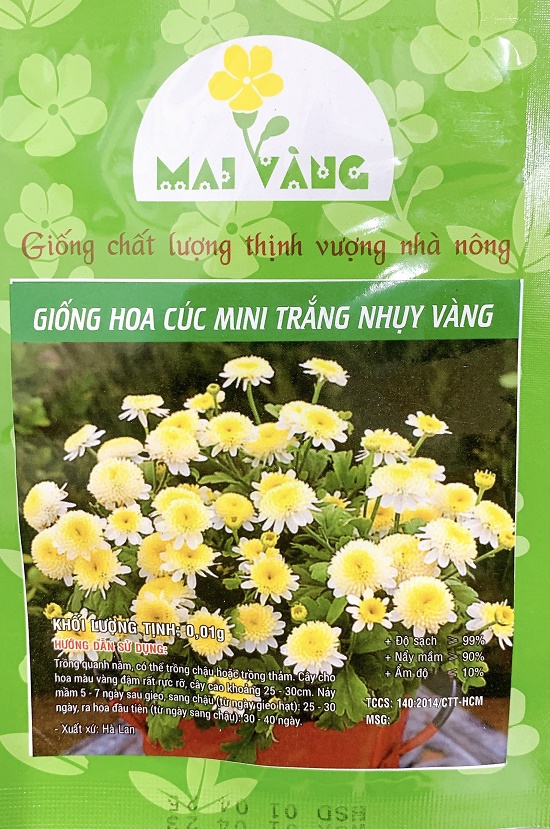 Hạt Giống Hoa Cúc Mini Trắng Nhụy Vàng - Hoa Cúc Mini 4 Mùa