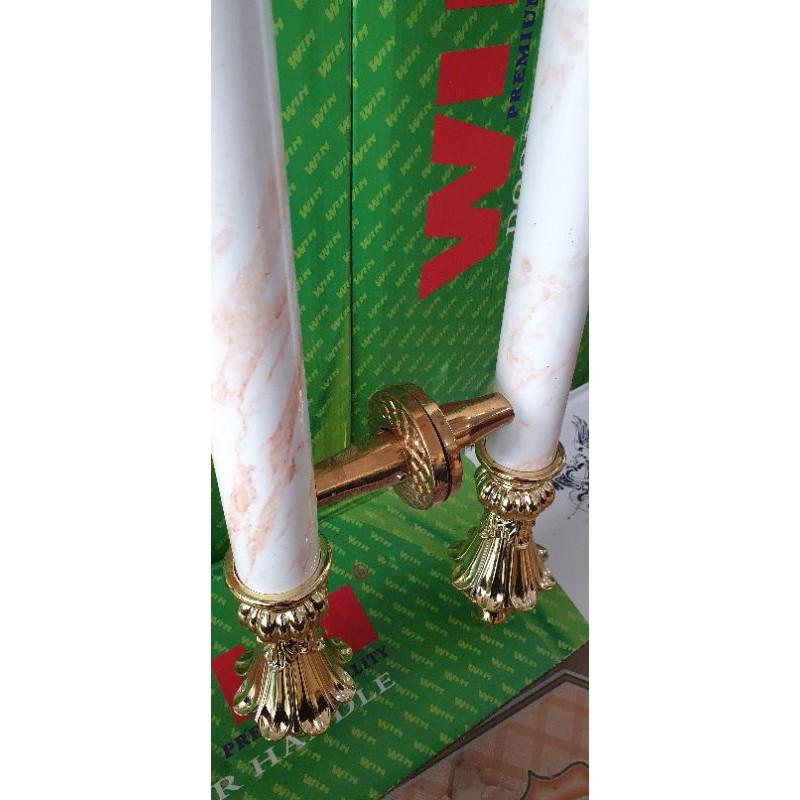 Tay nắm cửa, tay nắm cửa kính thủy lực giả đá trắng cam