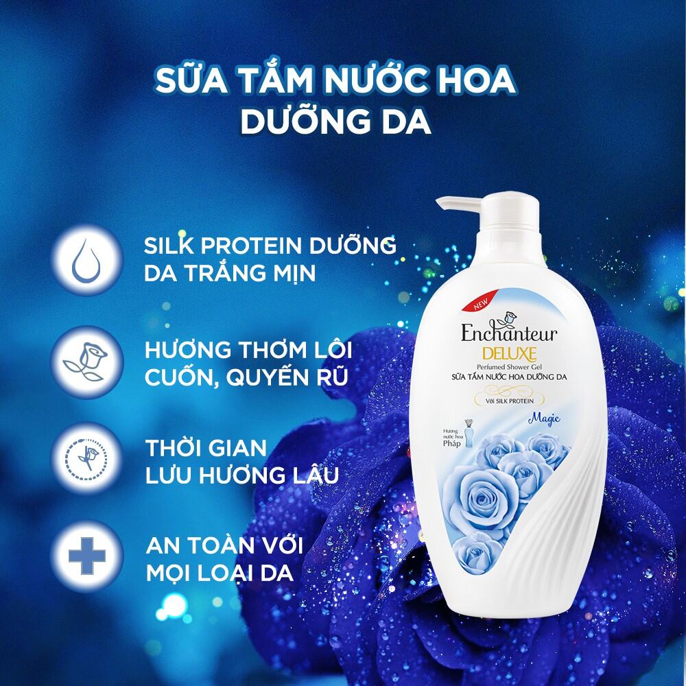 Sữa tắm hương nước hoa dưỡng da thơm mịn Enchanteur 650gr + quà tặng