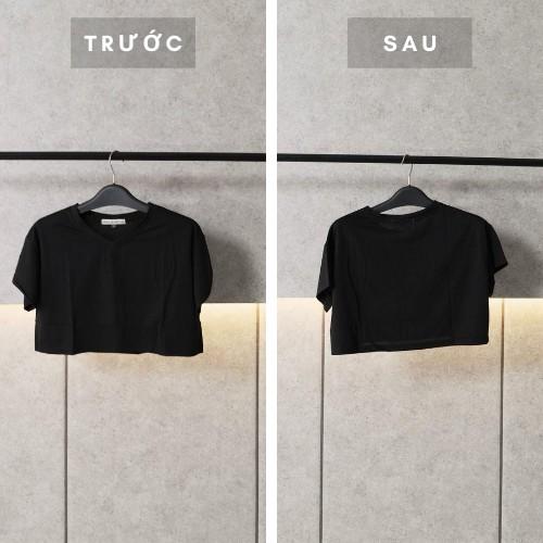 Áo thun CROPTOP nữ cổ tim, trơn thời trang