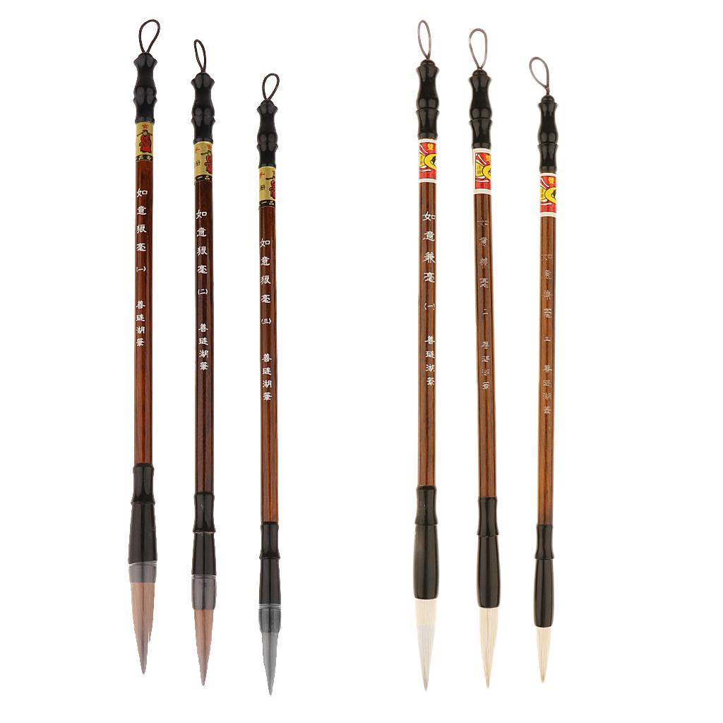 2x3 x Chinese Calligraphy Brushes Wolf Hair Brushes Drawing Brushes L/M/S Size