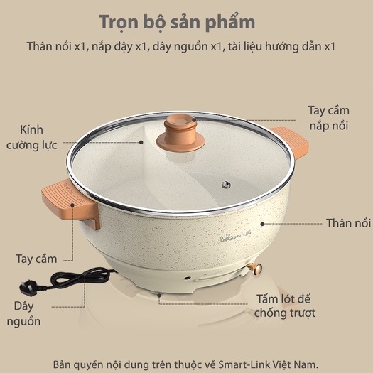 Nồi lẩu điện uyên ương Bear DHG-C50K1 - Bảo hành 18 tháng - Hàng chính hãng