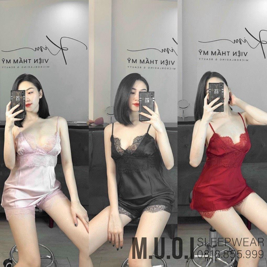 SX 154 - Bộ ngủ lụa satin QUẢNG CHÂU sexy - Muối Sleepwear