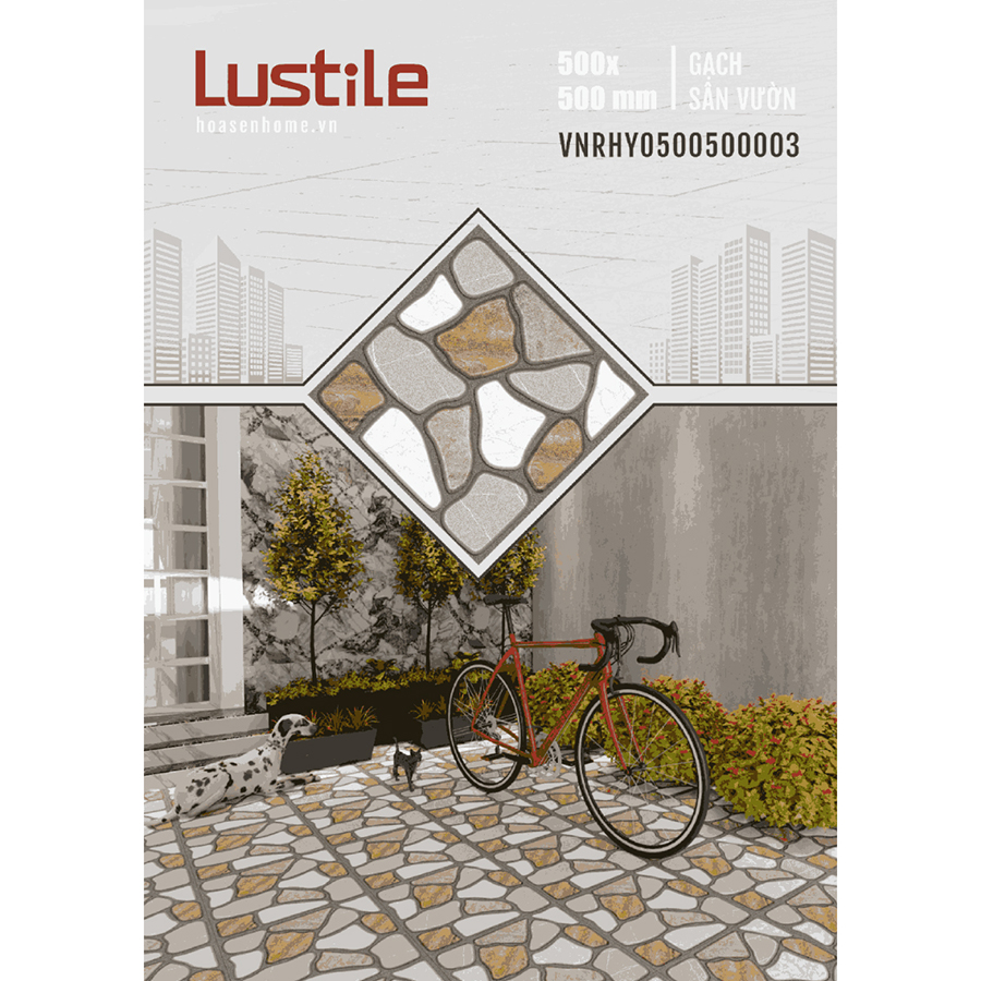 Gạch sân vườn bán sứ LUSTILE VNRHY0500500003 bề mặt sugar, độ hút nước thấp, kích thước 500mmx500mm, thùng 6 viên - Hàng chính hãng