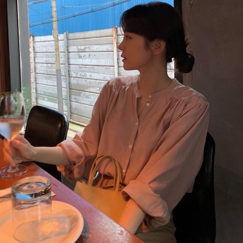 Áo Sơ Mi Dài Tay Dáng Rộng Thiết Kế Thanh Lịch Cho Nữ