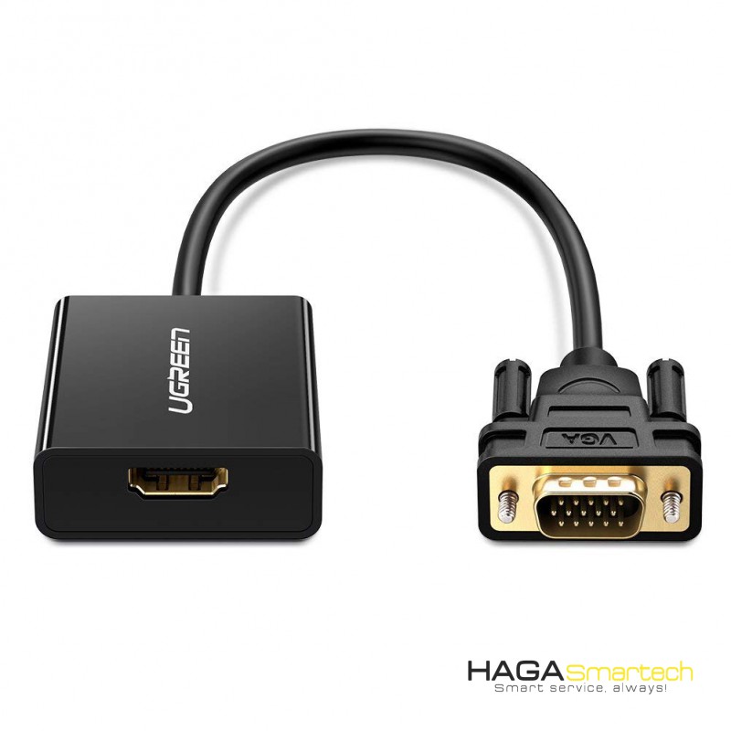 Cáp chuyển VGA to HDMI tích hợp Audio Ugreen 60814 hỗ trợ Full HD - Hàng chính hãng