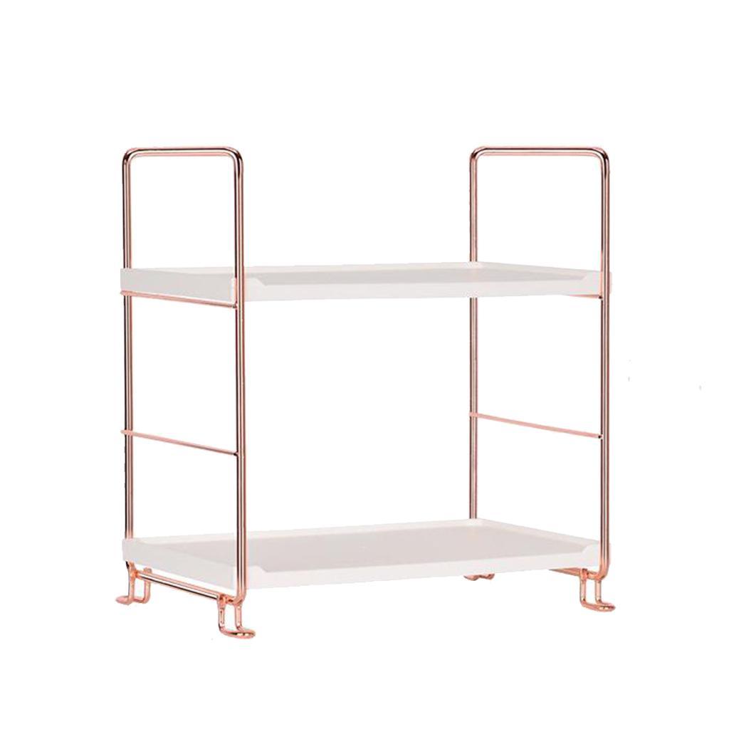 2 Tier Kitchen Spice Shelf Rack Storage Organizer Seasoning Bottle Stand Golden