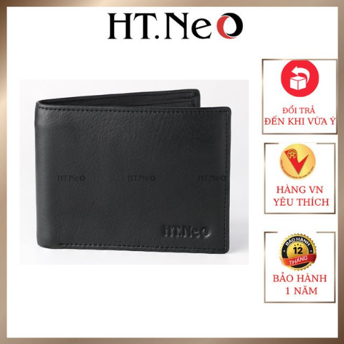 Ví da nam - Ví ngang HT.NEO 100% da bò thật, thiết kế trơn sang trọng nhỏ gọn, nhiều ngăn, đường may tỉ mỉ VN35 NG-DE