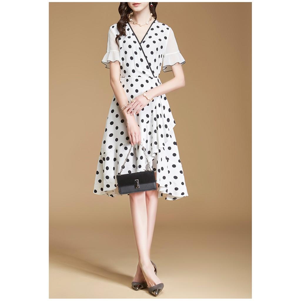 DRESS218-ĐẦM CHẤM BI XÒE THIẾT KẾ S-6XL