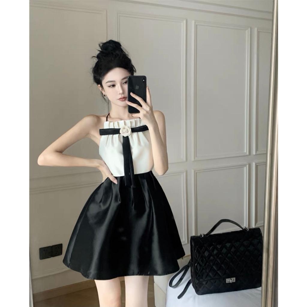 Đầm dự tiệc,Đầm TAFTA KIM TUYẾN CỔ YẾM NƠ PHỐI TÙNG PHI ĐEN Trendy Clothing