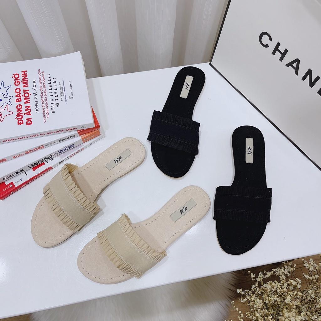 Dép quai ngang to- dép quai ngang vải xếp nhún