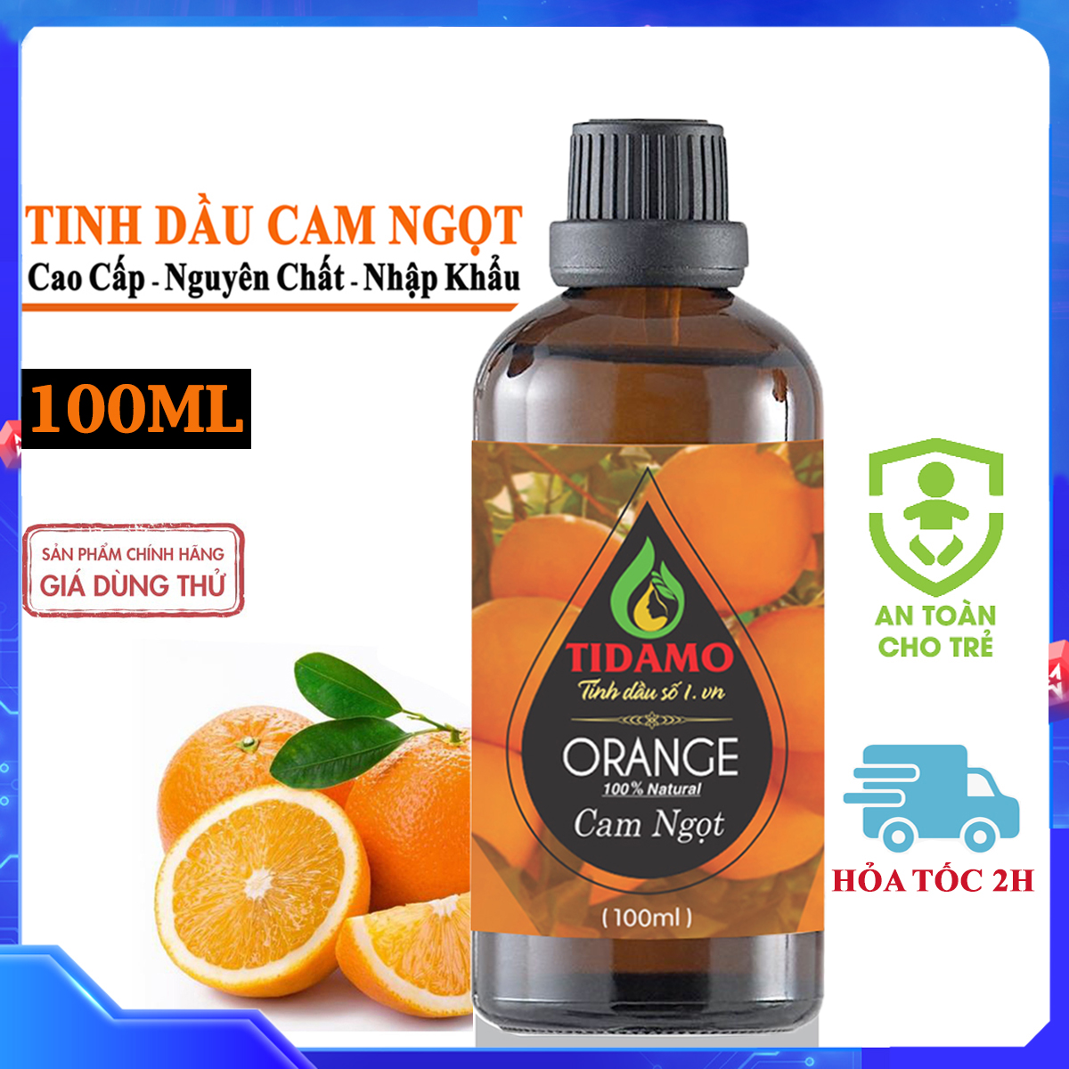 Tinh Dầu Cam Ngọt Nguyên Chất Nhập Khẩu 100ML - Tinh dầu Cam Xông Phòng, Khuếch Tán Tinh Dầu Giúp Thư Giãn Tinh Thần, Khử Mùi, Xua Đuổi Côn Trùng