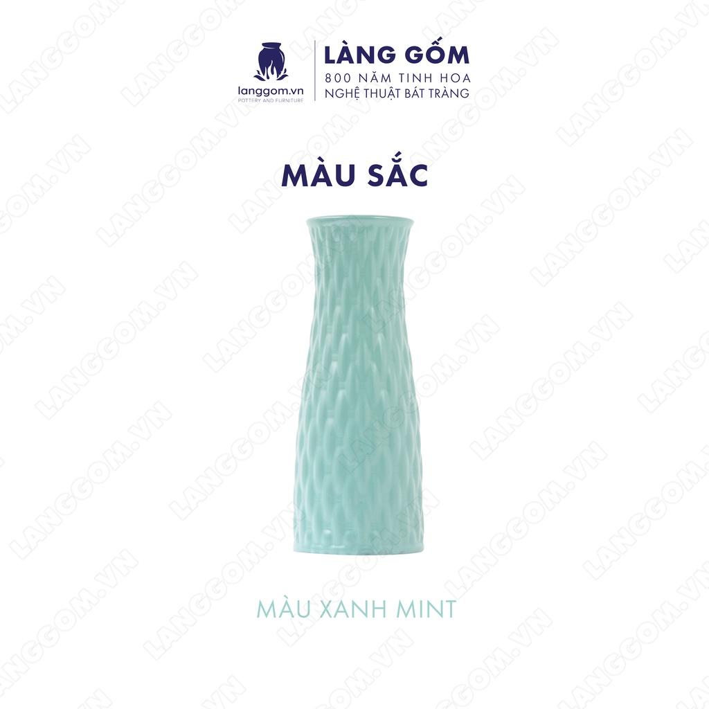 Bình hoa, lọ hoa Gốm sứ Bát Tràng cao cấp Men mát giỏ đan dùng làm quà tặng, trang trí - Làng Gốm Bát Tràng