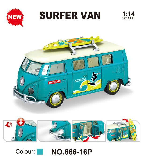 TOYSTAR - 666-16P Mô hình đồ chơi xe tải cổ điển lướt sóng tỉ lệ 1:14 có nhạc và đèn (KT 27x10x12.5cm)
