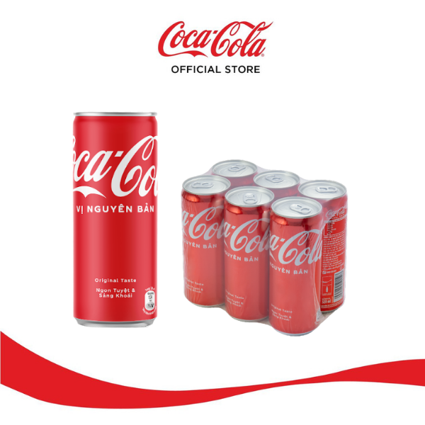 Lốc 6 Lon Nước Ngọt Giải Khát Coca-Cola Vị Nguyên Bản Original 320m/Lon Sale 4.4 Coca-Cola Official Store