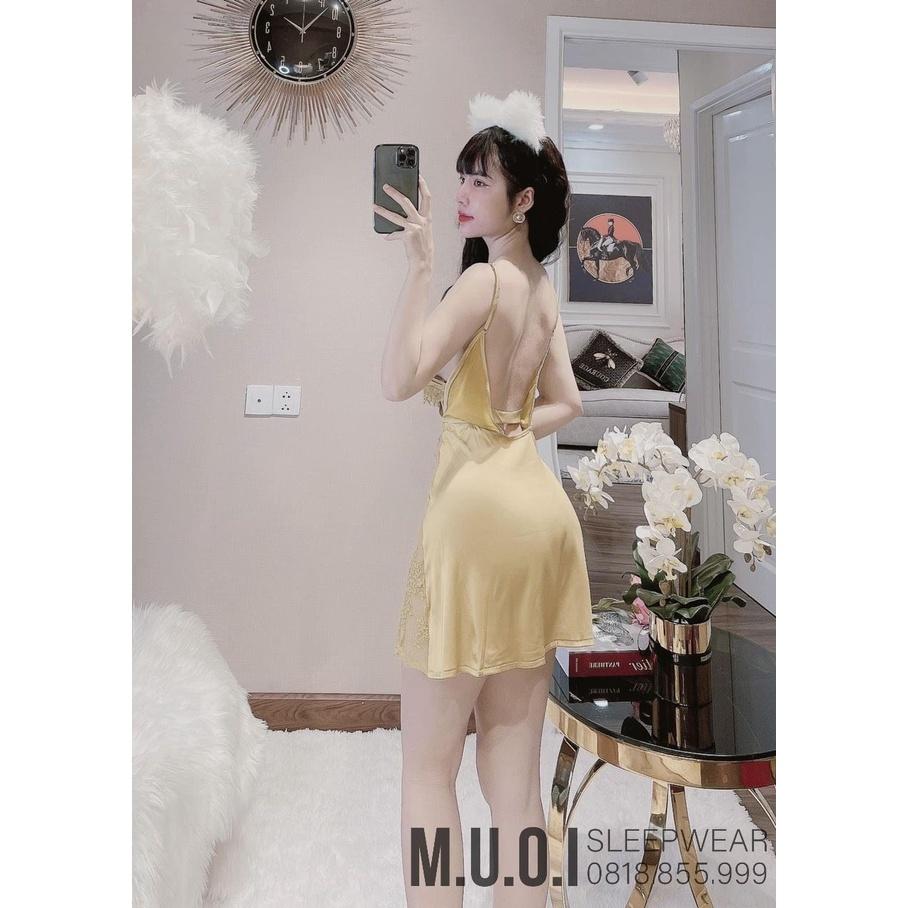 Váy ngủ lụa phối ren ngực sexy hot hit 2021 ️️Đầm mặc nhà gợi cảm QUẢNG CHÂU Muối store- sx 50 -( video- ảnh)