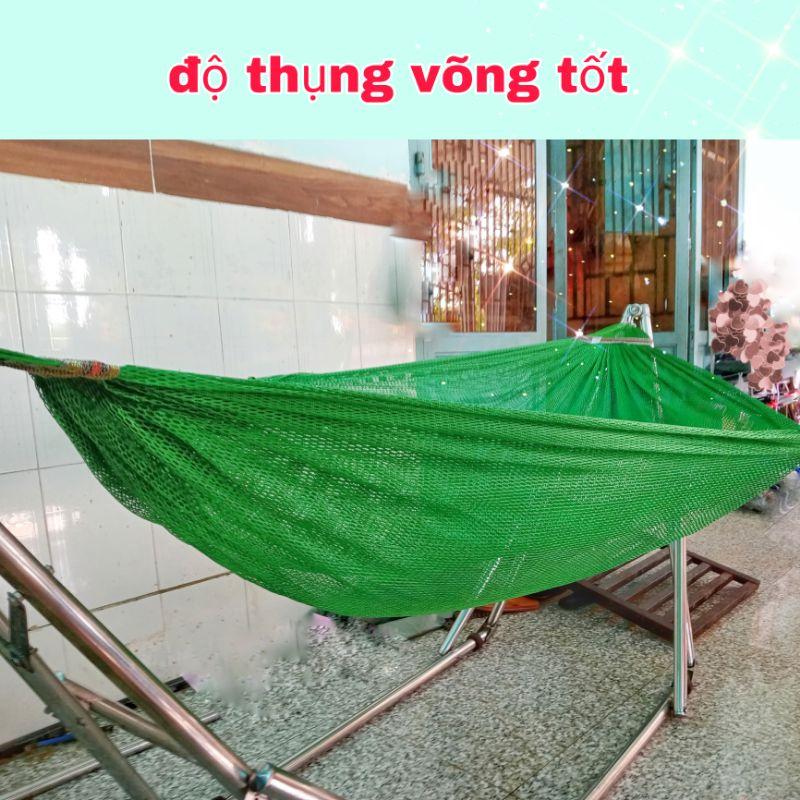 Lưới Võng Loại Tốt Đầu Cán Thép 22cm Không Vướng Vào Khung Khi Đưa Chất Vải Dày Cao Cấp, Võng Treo Ngoài Trời