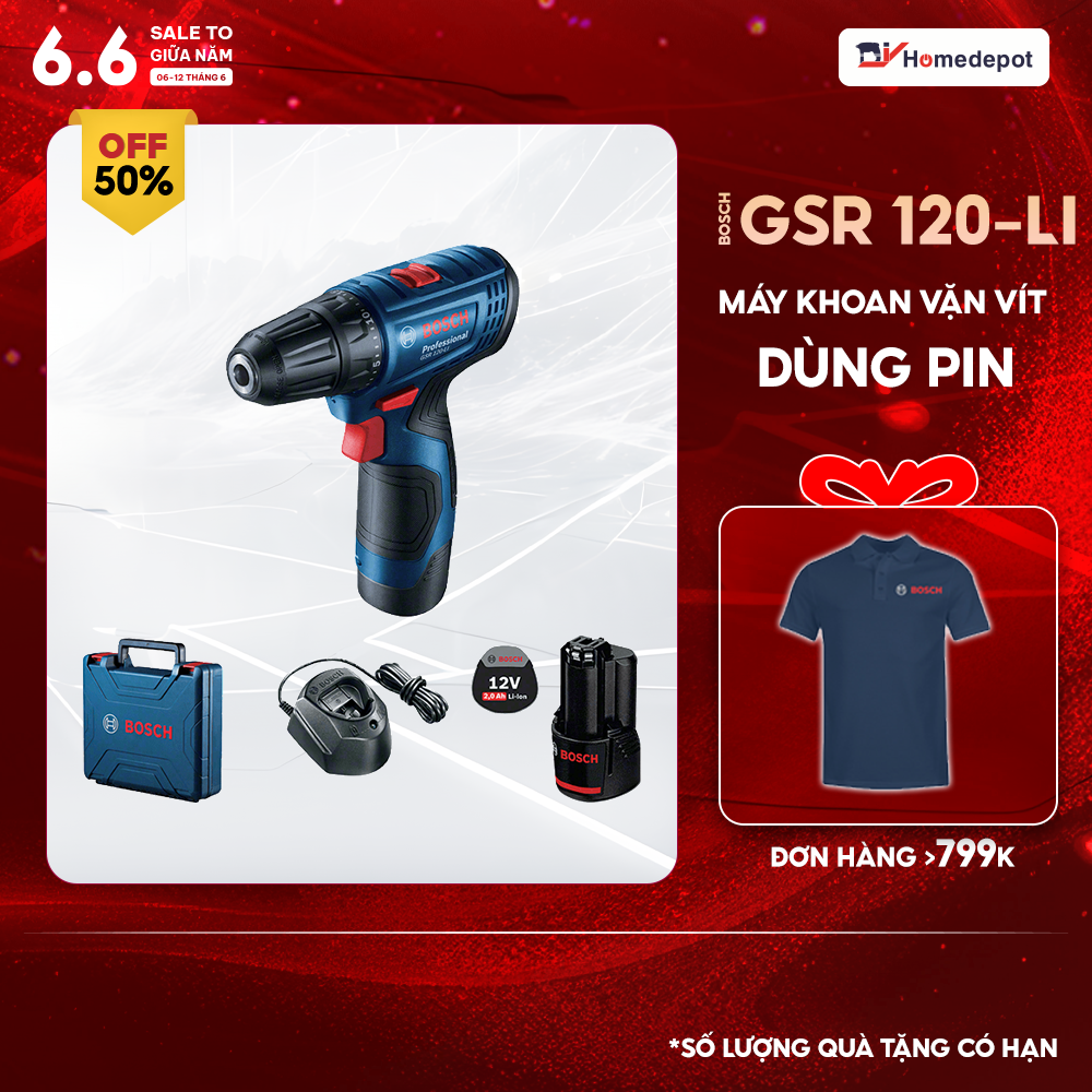 Máy Khoan Vặn Vít Dùng Pin GSR 120-LI (2 Pin, 1 Sạc)