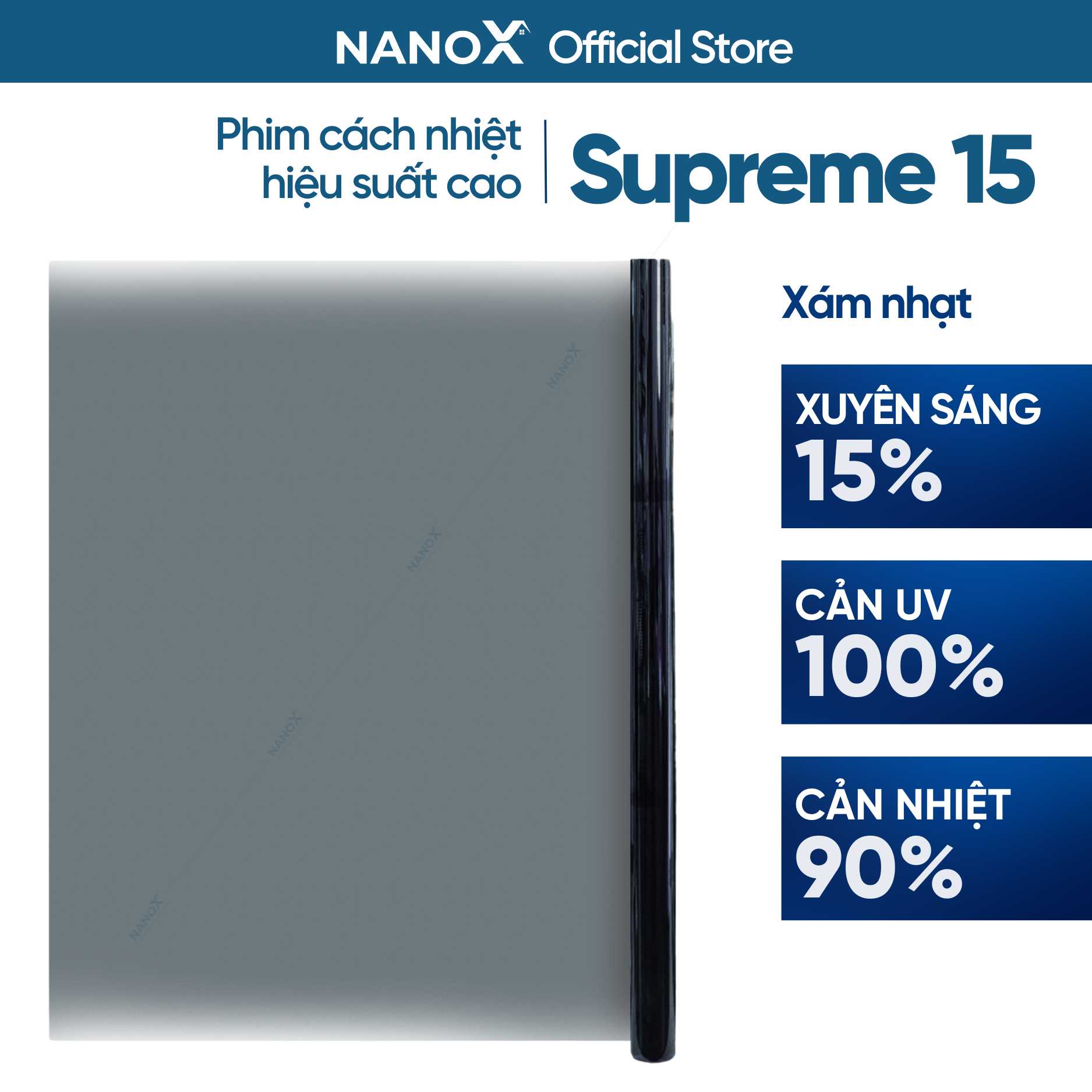 Phim cách nhiệt cửa kính NanoX Supreme 15 chống nắng &amp; chống tia UV chuyên sâu cho nhà kính