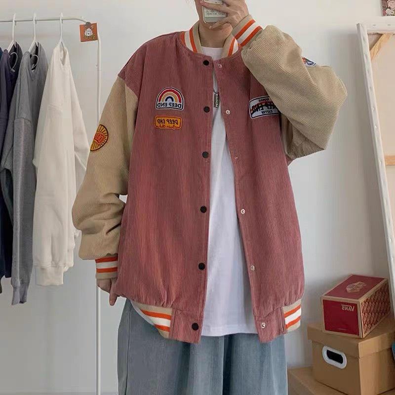 Áo Khoác Bomber Logo Áo Khoác Chất Nhung Dày Dặn Form Rộng Unisex Nam Nữ Mặc Thoải Mái
