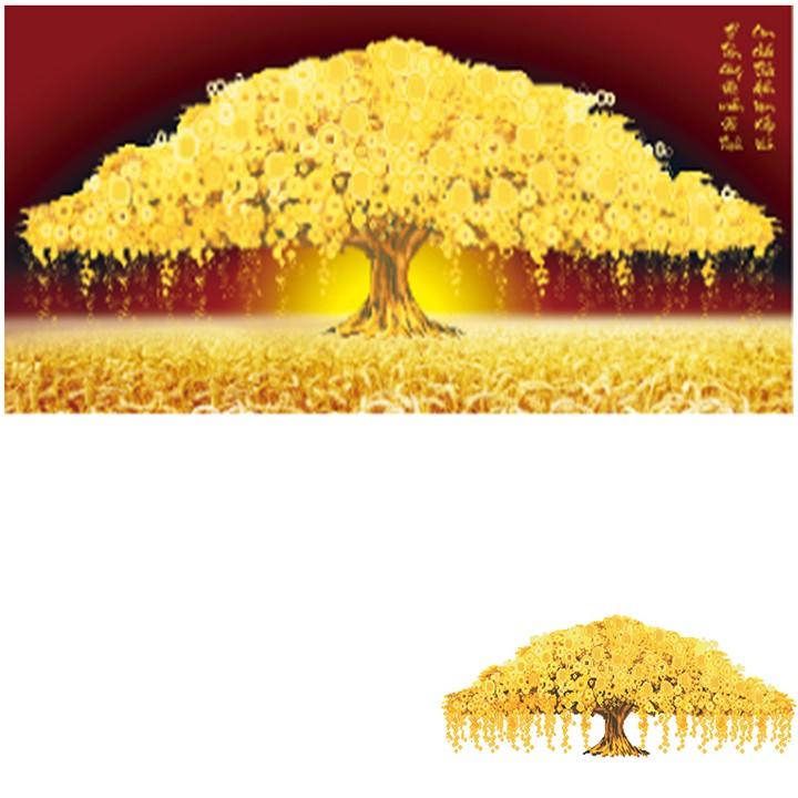 Tranh đá cây tiền giàu sang phú quý LV326 - kích thước: 118 * 50cm.