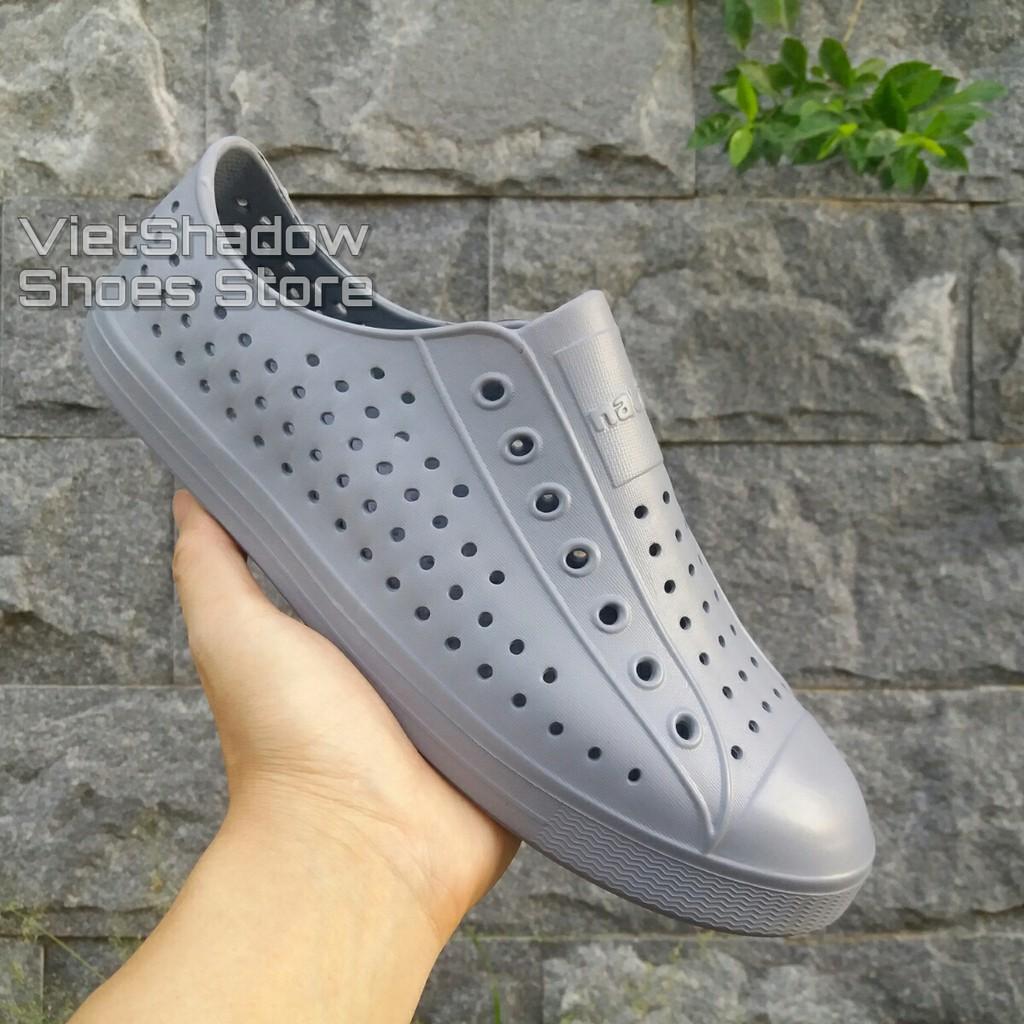 Giày nhựa đi mưa nam nữ - chất nhựa xốp siêu nhẹ, không thấm nước - Màu xám đậm
