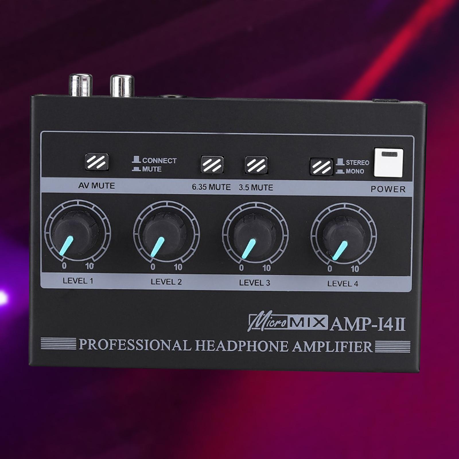 Headphone Amplifier Portable Compact RCA 6.35mm 3.5mm Input for Microphones