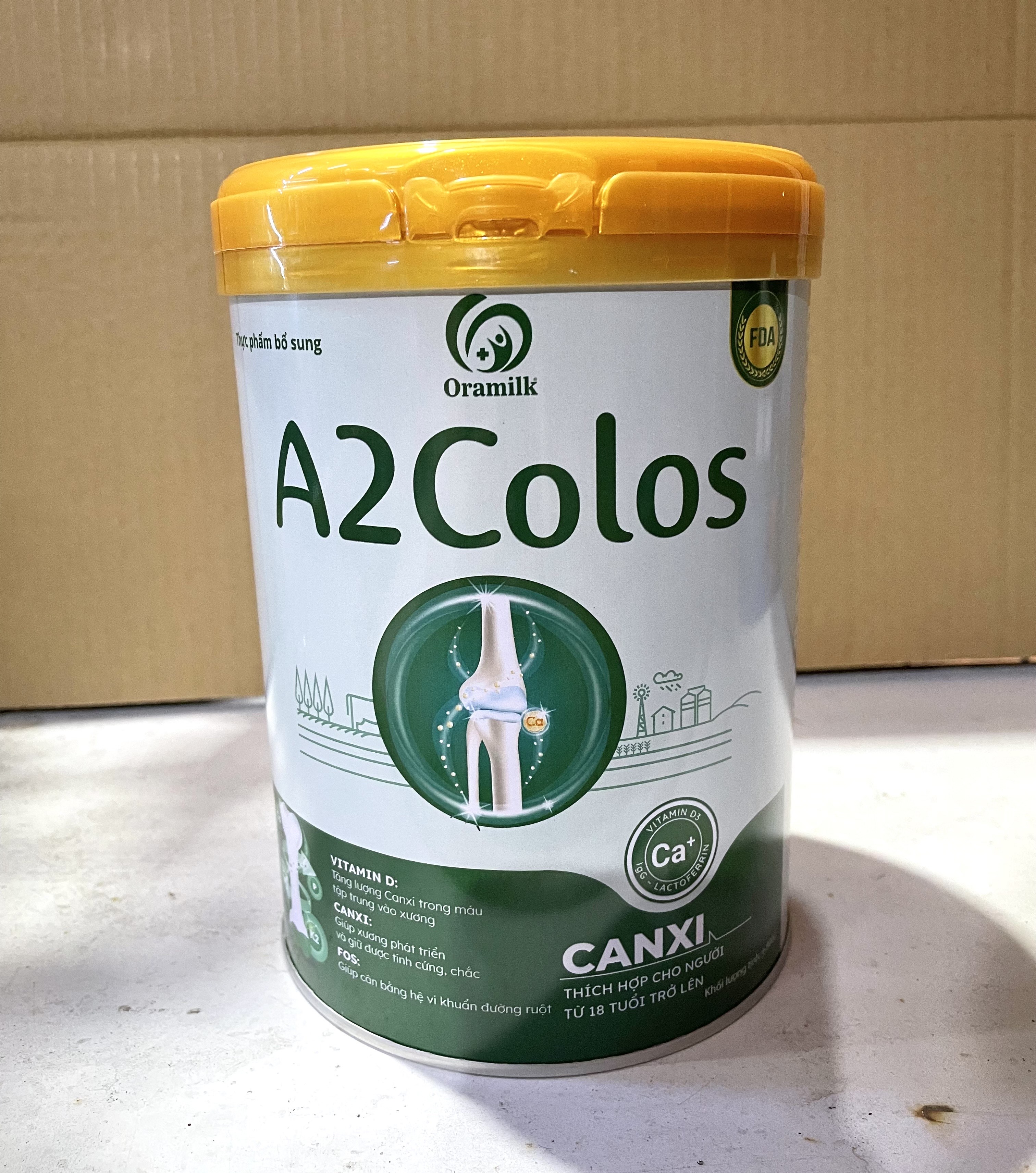 Combo 5 lon Sữa bột A2Colos Canxi lon 800g - Thích hợp cho người từ 18 tuổi trở lên