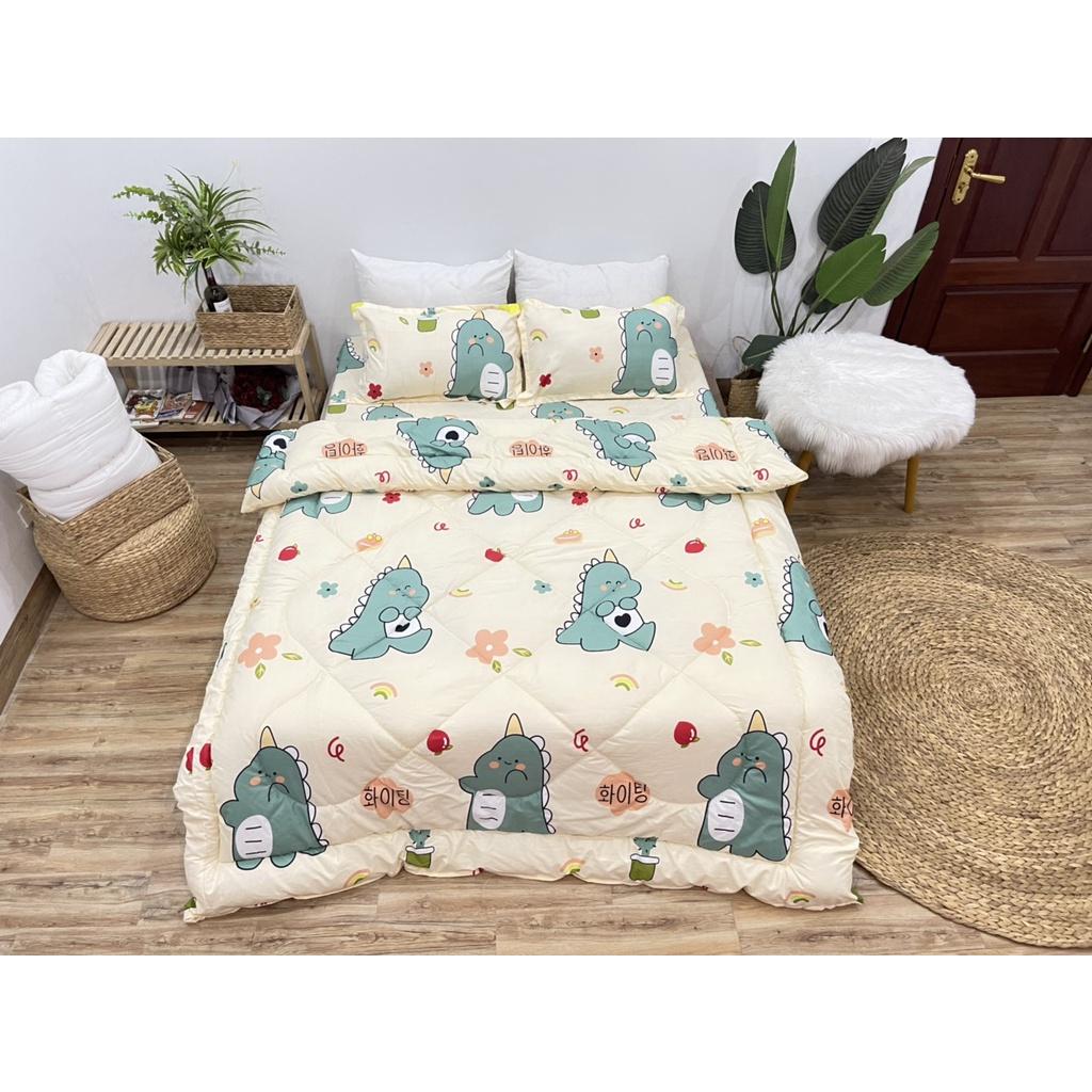 Sét chăn ga bọc đệm kèm 2 gối cottong poly nhiều kích thước