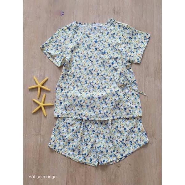Bộ Đồ Ngủ Nữ Kimono Đùi Cộc Tay Chất Liệu Lụa Mềm Mịn Mát
