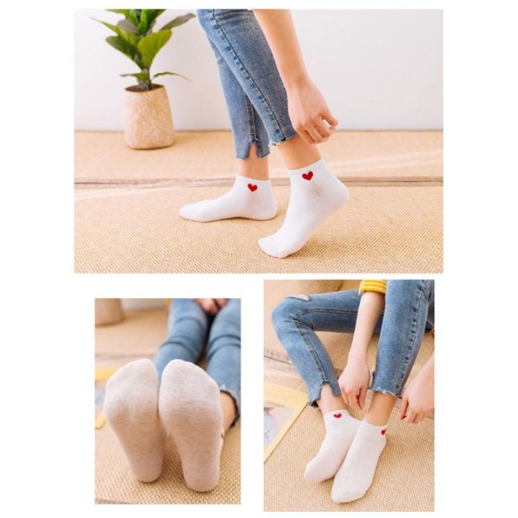 Tất trái tim cực xinh cổ ngắn mắt cá dệt kim dày dặn mềm êm