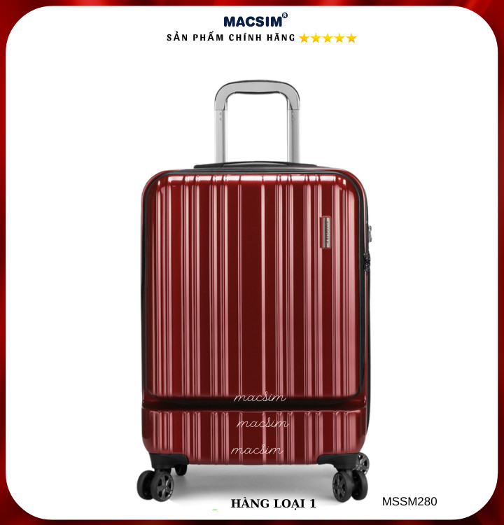 Vali cao cấp Macsim Smooire MSSM280 cỡ 20 inch màu đỏ hàng loại 1