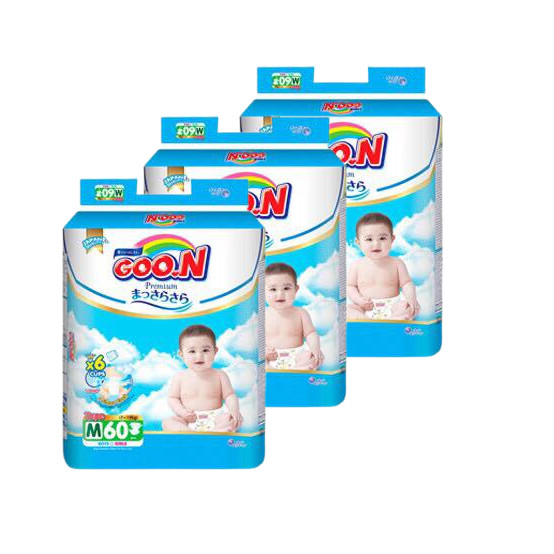 Combo 3 bịch Tã Dán Goo.n Premium Gói Cực Đại M60 (60 Miếng)