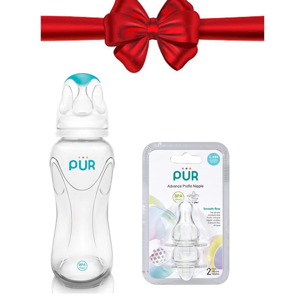 Combo bình Pur Advanced 250ml + vỉ núm size L