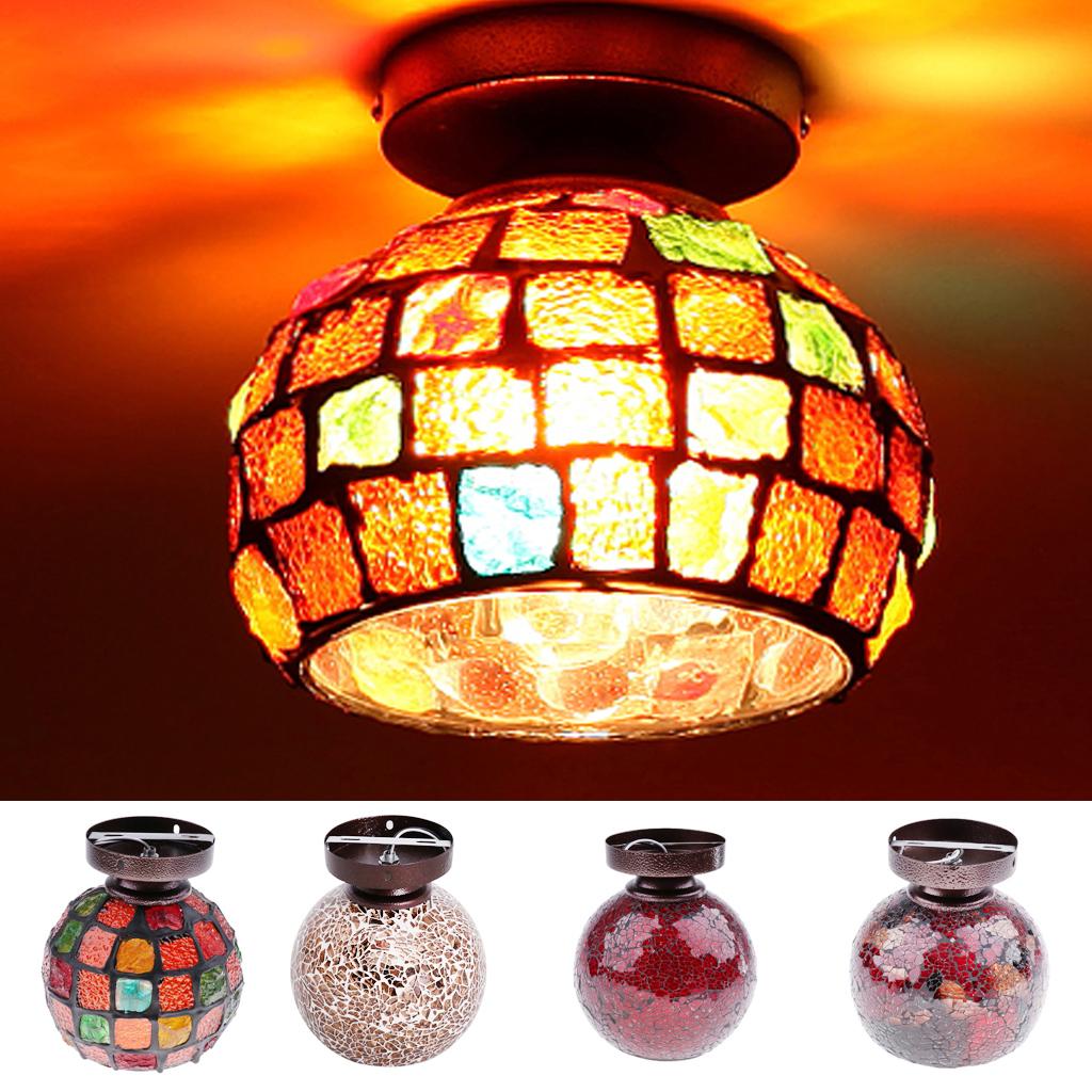 Pendant Lighting Shade For Decoration Cafe Bar With Stained Glass Flower