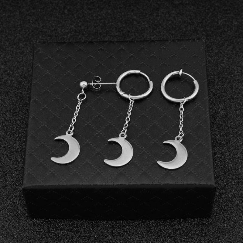 Bông tai Titan Jhope BTS khoen tròn mặt trăng sợi mắt xích Style Unisex