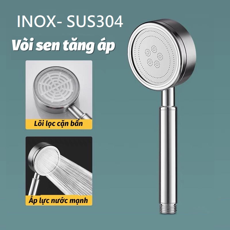 Vòi Hoa Sen Nhà Tắm INOX 304 Tăng Áp Lực Nước Có Kèm Dây 1,5m - OENON