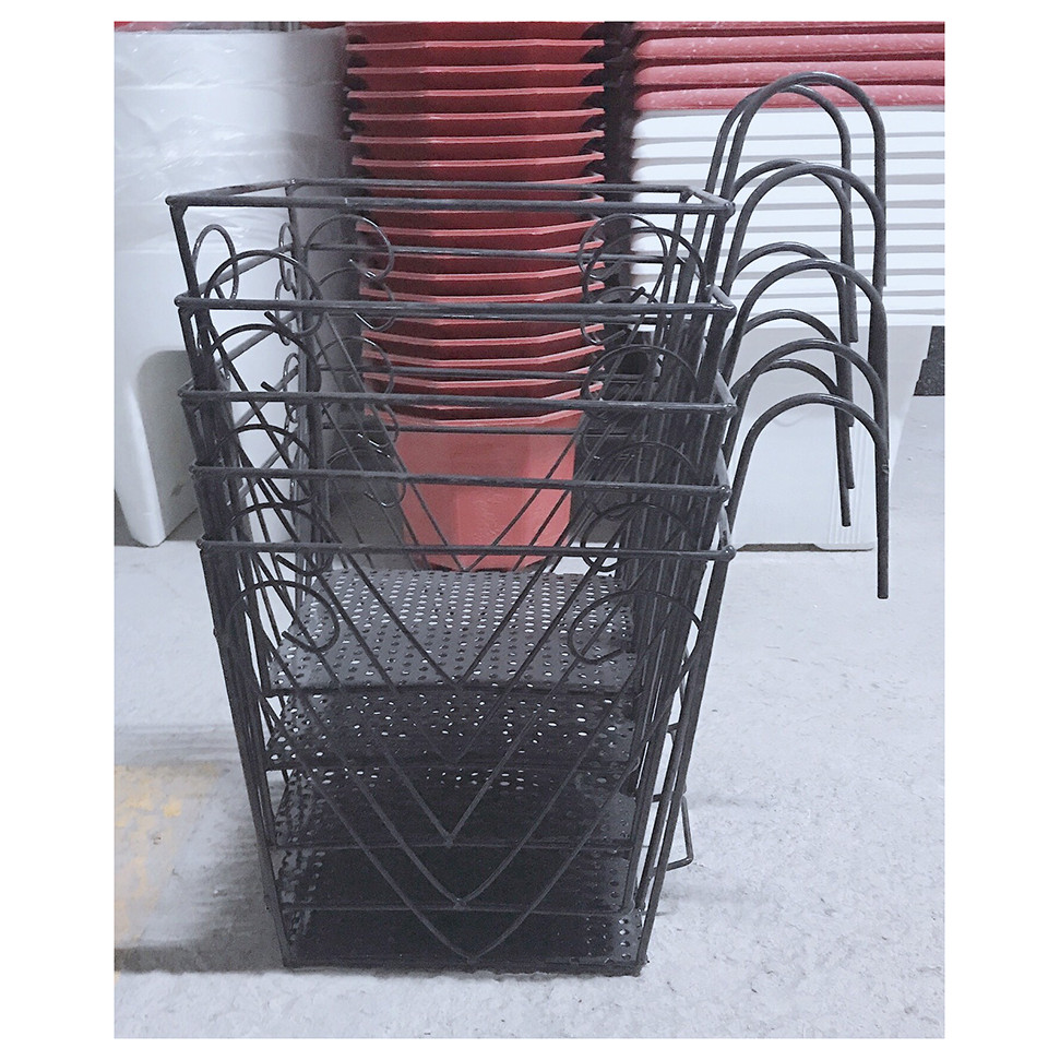 5 Giỏ Sắt 24x23cm Hình Vuông Màu ĐEN Treo Chậu Hoa Lan Can Ban Công