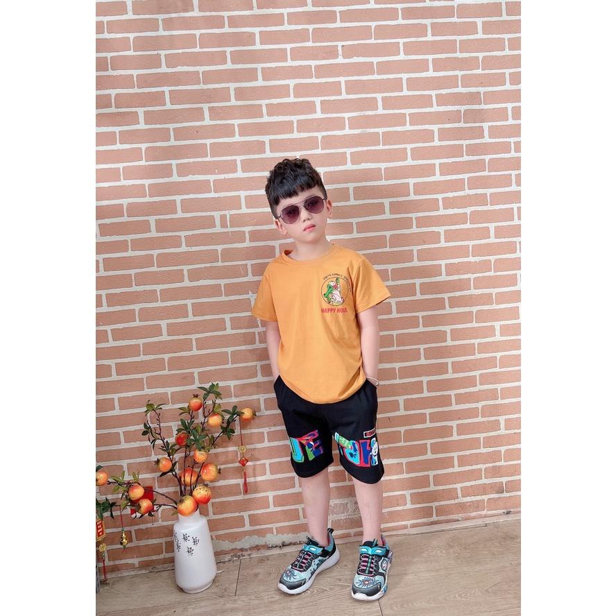Bộ thun tay ngắn bé trai phối hình in cá sấu size 13,5 - 37 kg