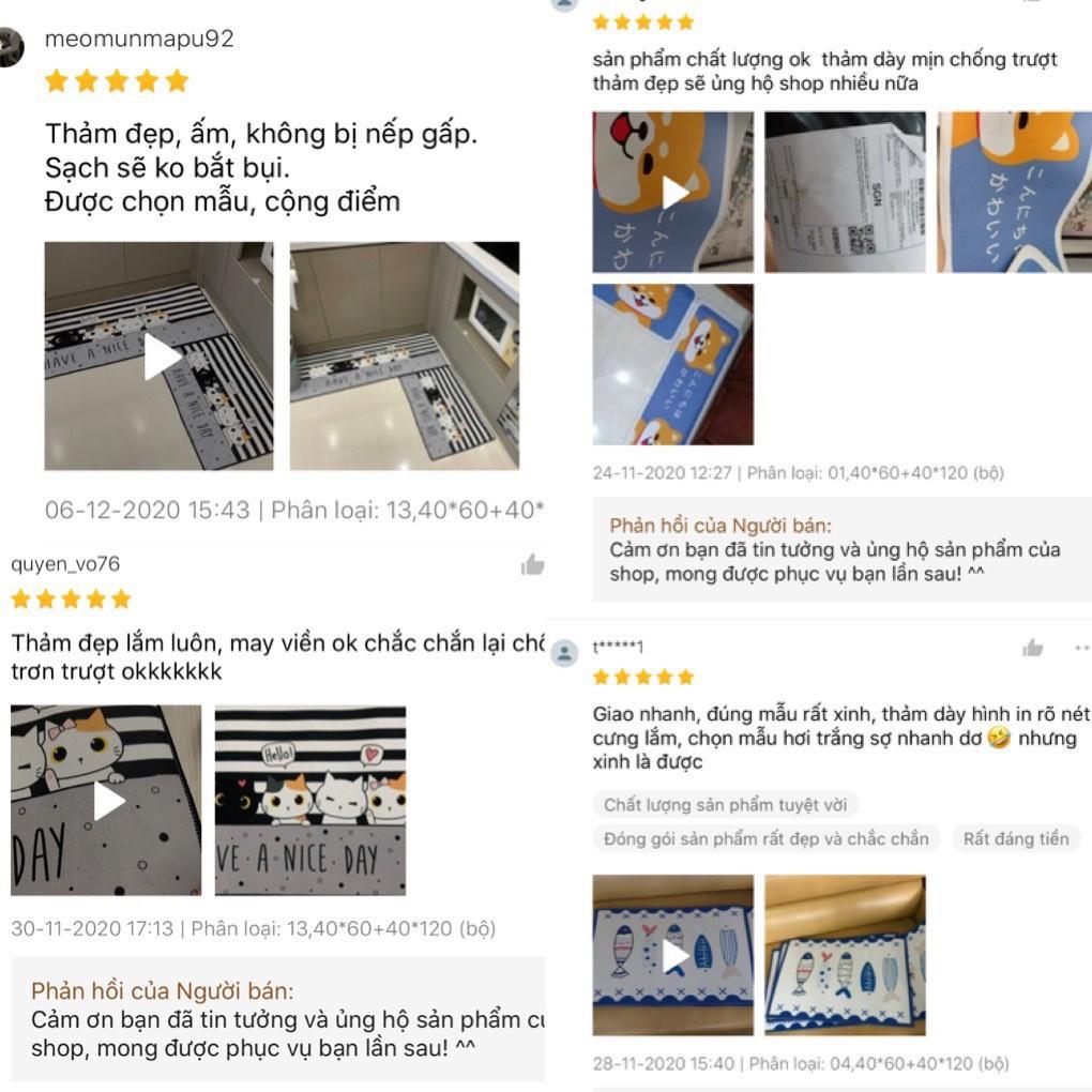 Bộ 2 Thảm Bếp Hàng Loại 1 Dày Và Mịn Thấm Hút Tốt, Mặt Đáy Chống trơn, Mặt Thảm Bali