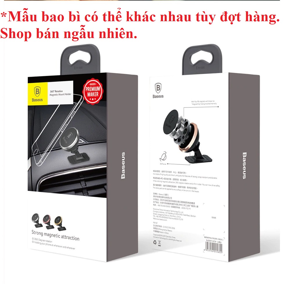 Giá đỡ điện thoại xoay 360 độ trên xe hơi Baseus Sugent -NT0S _  Hàng chính hãng