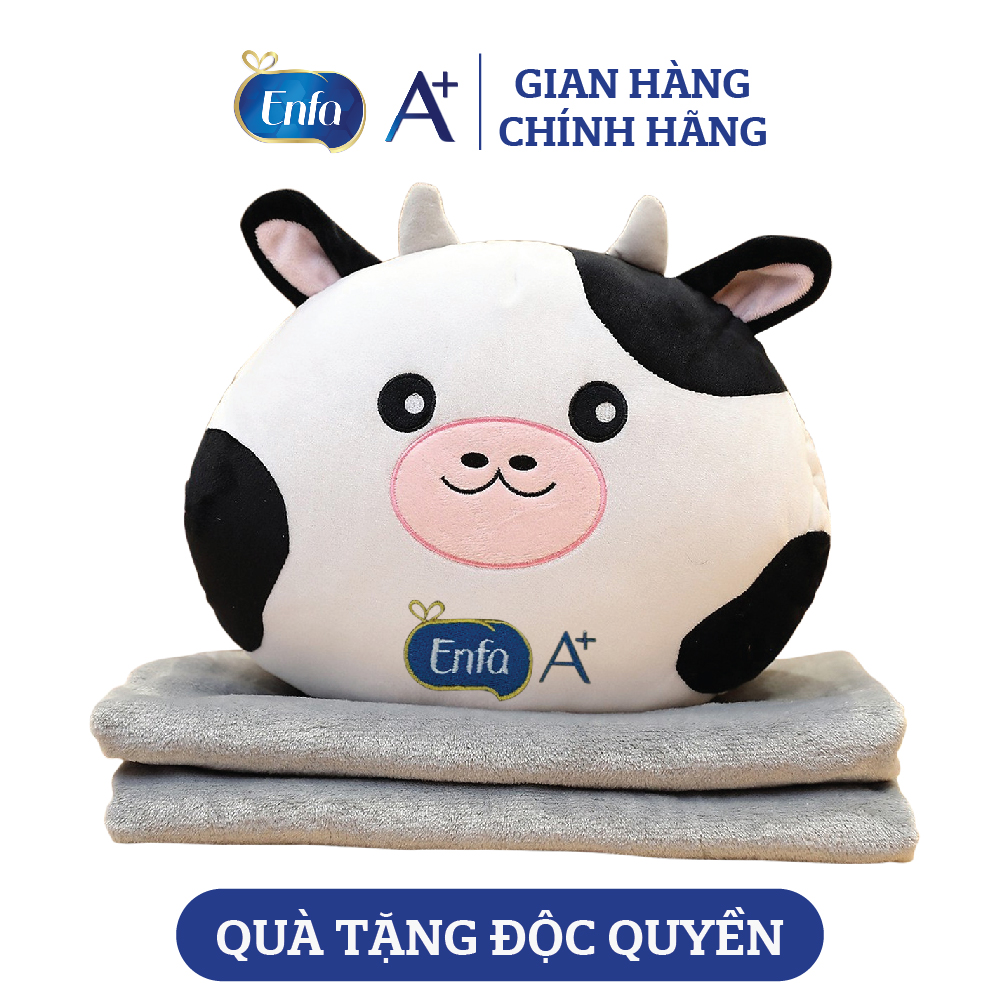 [Quà tặng Enfa] Mền gối con bò