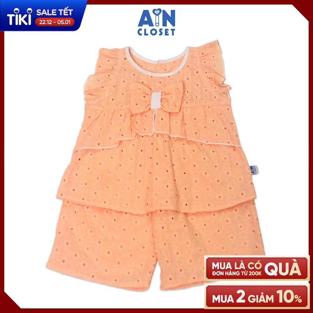 Bộ quần áo lửng bé gái họa tiết Nơ cam 2 tầng cotton thêu - AICDBGURIUAT - AIN Closet