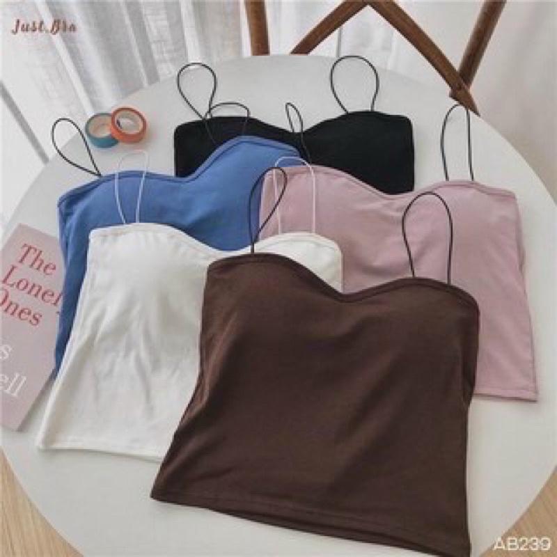 Áo 2 dây sợi bún chất cotton có đệm nâng ngực