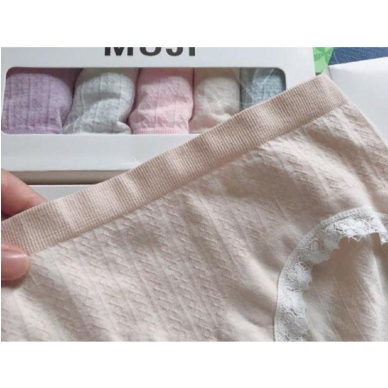 hộp 5 quần lót nữ cotton cao cấp quanchip nữ xuất nhật kháng khuẩn NU01
