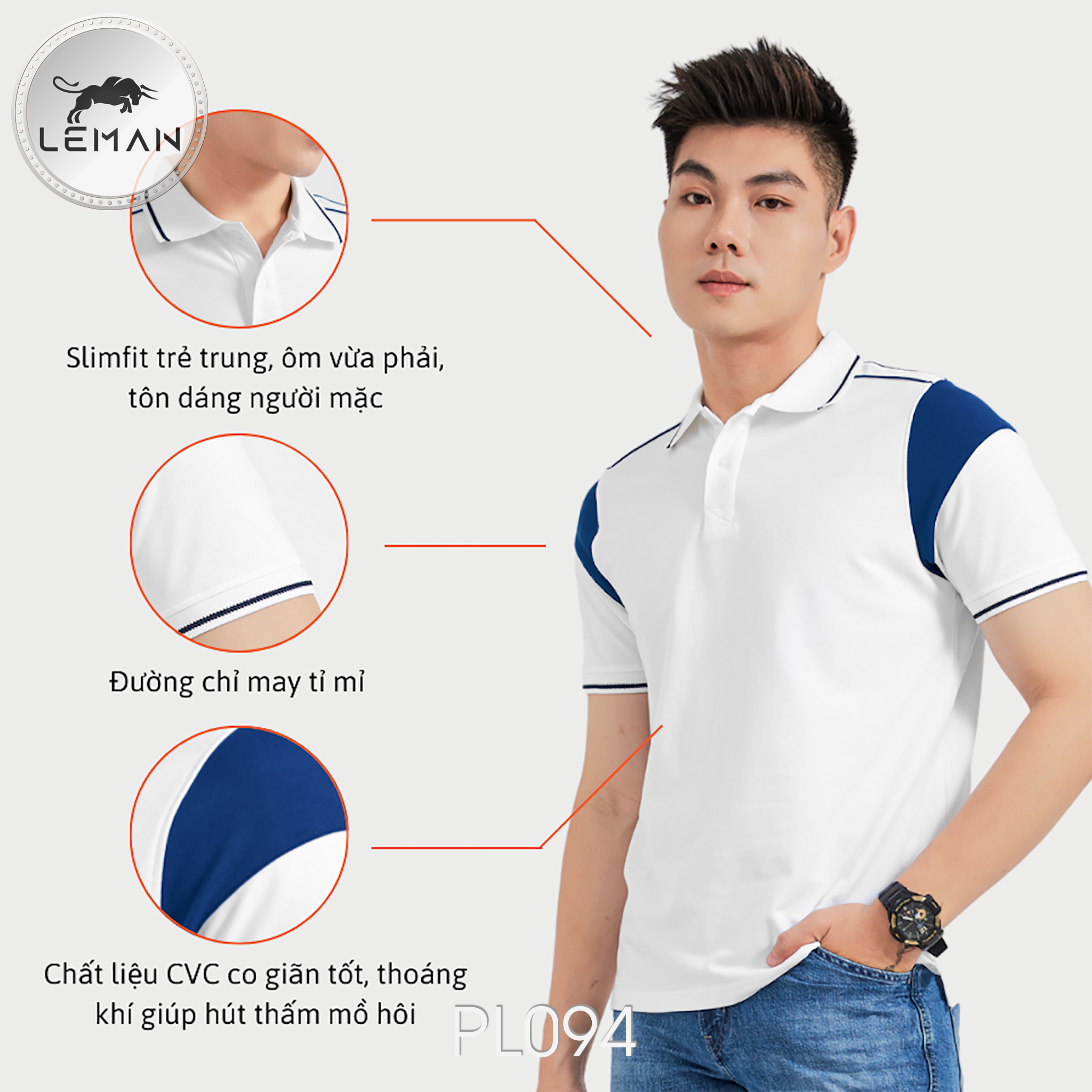 ÁO THUN NAM LEMAN PL094 CAO CẤP