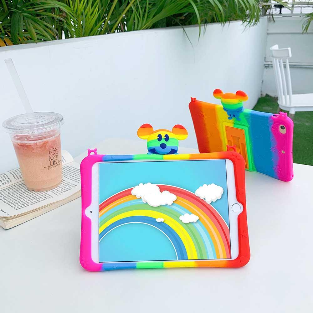 Vỏ máy tính bảng chống sốc bằng silicon mềm Rainbow Mouse cho Samsung Galaxy Tab A 8.0 2019 Sm-T290 Sm-T295 Sm-T297